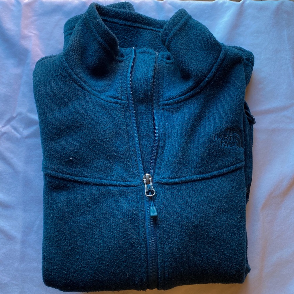 North Face Dark Blue Zip-Up (Size: S)